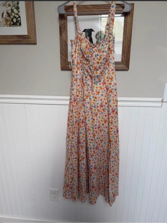 Petal & Pup Dresses & Skirts - Petal & Pup Cream Maxi Dress with Orange, Pink & Blue Floral Print